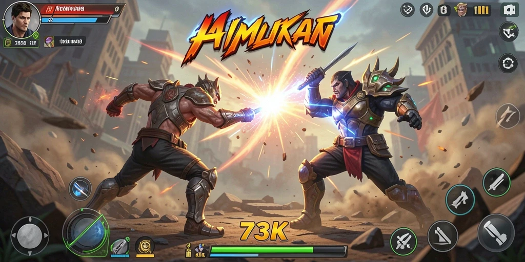 Tampilan aksi mendebarkan dari gameplay 73K yang seru.