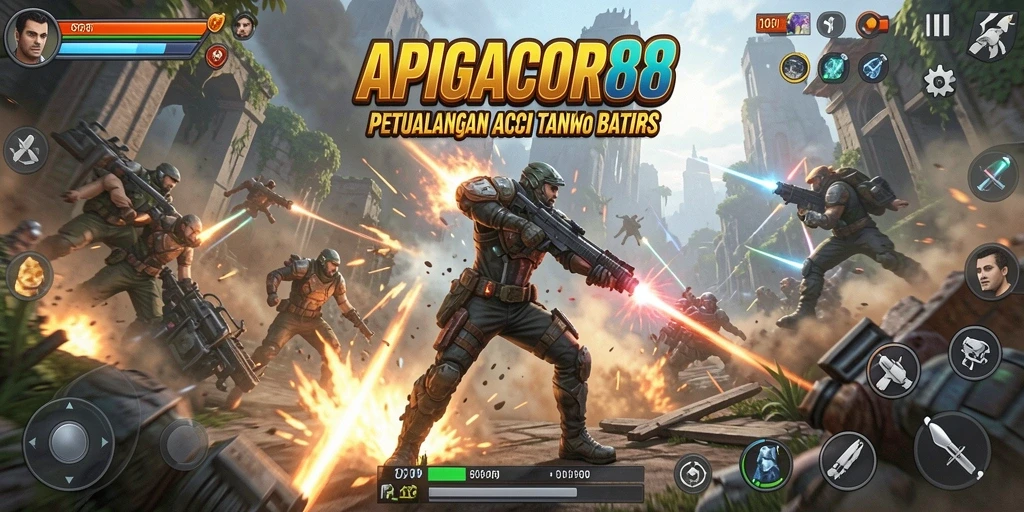 Tampilan aksi seru dari gameplay APIGACOR88 dengan karakter yang sedang bertempur.