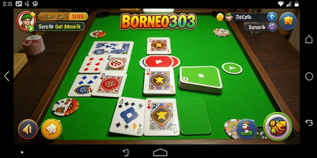 Tampilan gameplay seru di BORNEO303 dengan kartu Gaple.