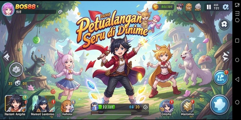 Tampilan gameplay seru dalam dunia Anime BOS88.