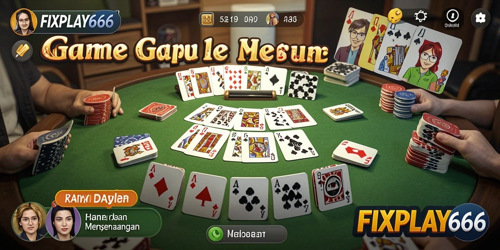 Tampilan gameplay FIXPLAY666 saat bermain Gaple bersama teman.