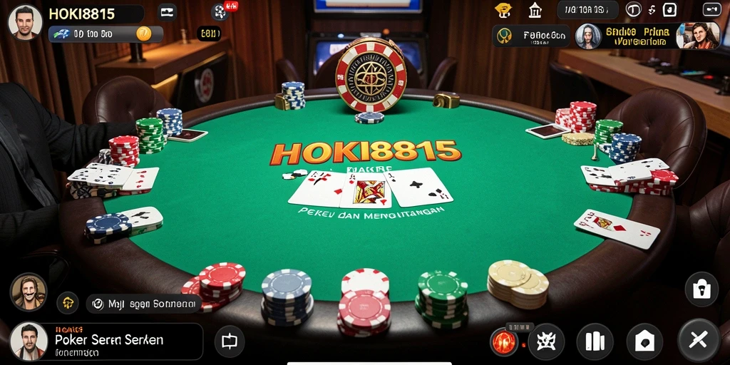 Gameplay seru dalam aplikasi HOKI8815 saat bermain poker.
