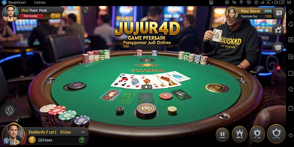 Screenshot gameplay JUJUR4D menampilkan pengalaman Poker yang mendebarkan.