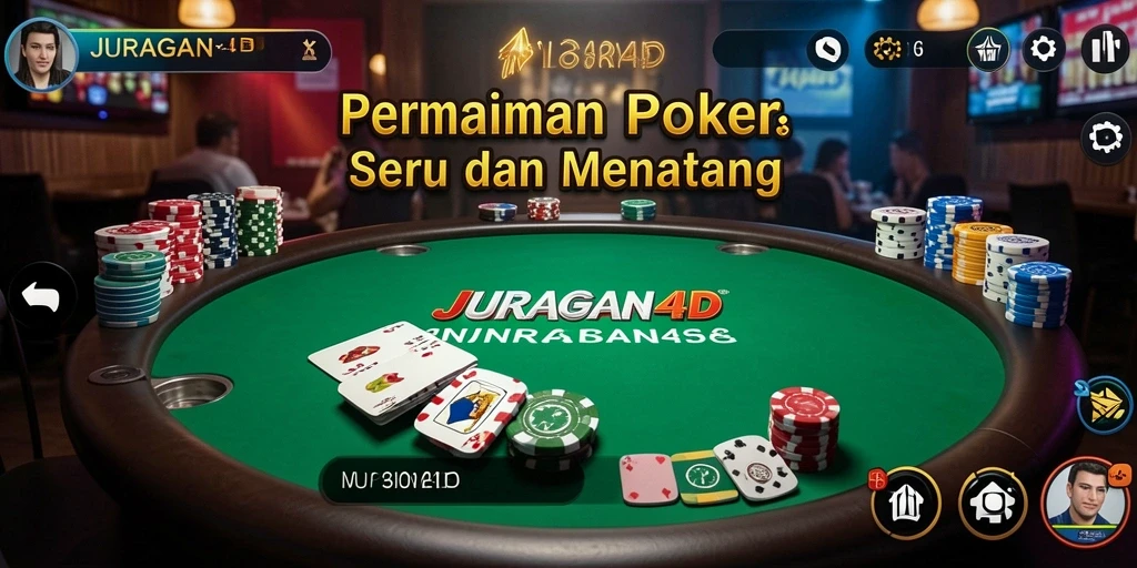 Screenshot utama JURAGAN4D menampilkan gameplay Poker yang seru.