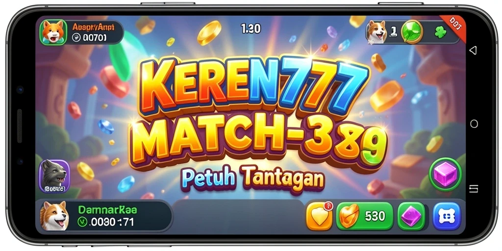 Screenshot gameplay KEREN777 menampilkan aksi seru mencocokkan benda-benda.