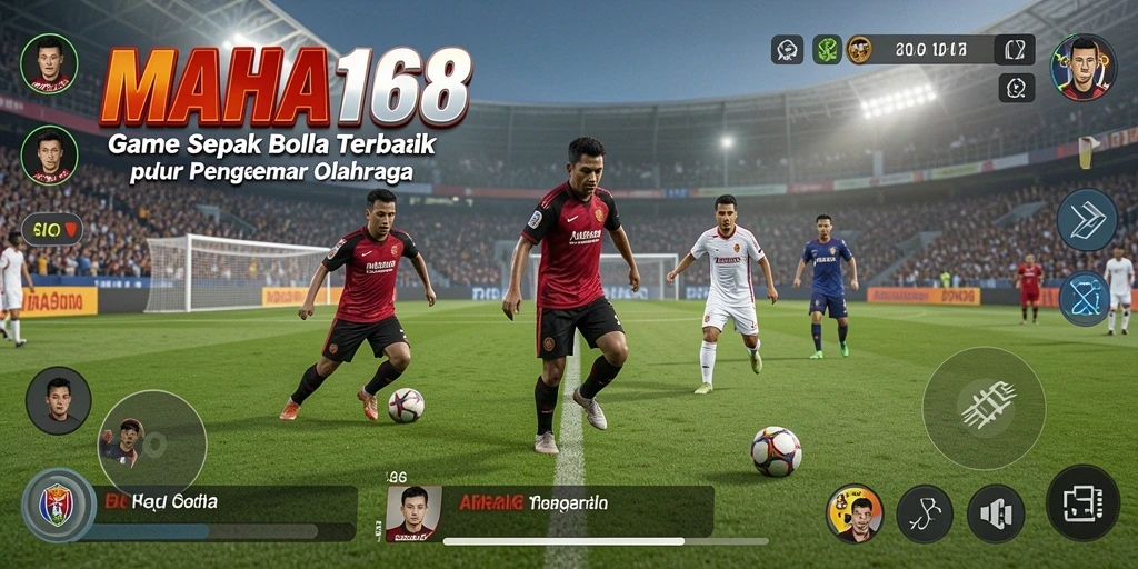 Tampilan gameplay MAHA168 yang dinamis dan seru dalam pertandingan sepak bola.