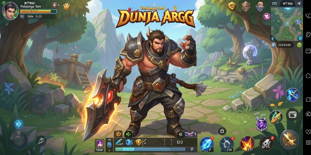 Screenshot gameplay <strong>MT966</strong> yang menampilkan pertarungan epik dan dunia fantasi.