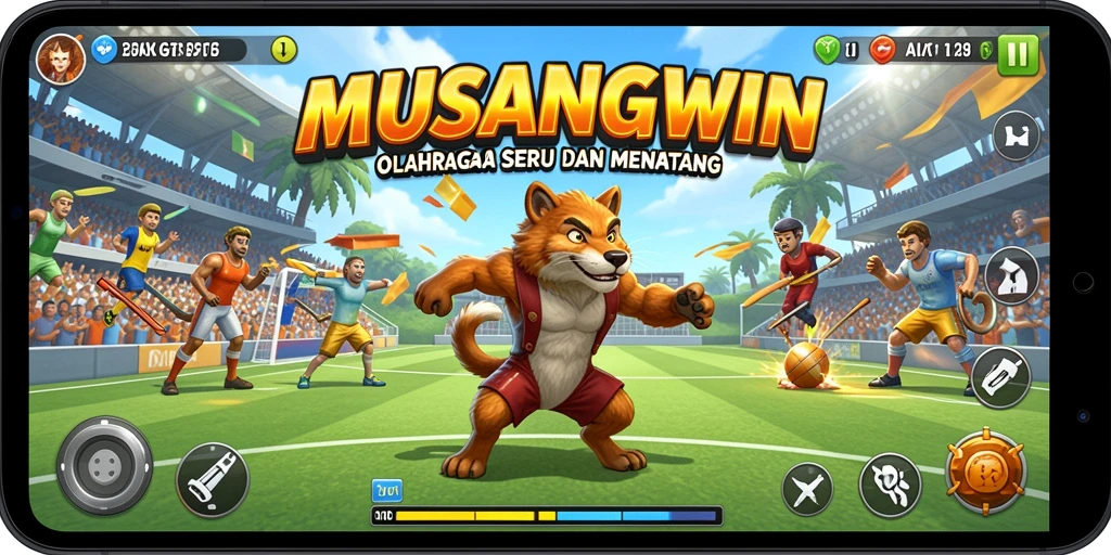 Tampilan gameplay yang penuh aksi dari <strong>MUSANGWIN</strong> dalam dunia olahraga.
