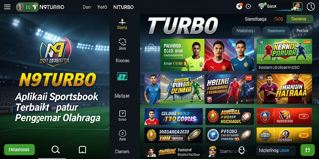 Screenshot utama menampilkan antarmuka taruhan olahraga N9TURBO.