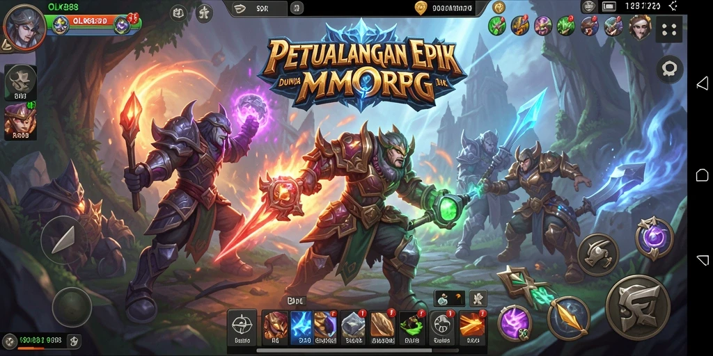 Tampilan gameplay mendebarkan OLX888 dalam petualangan MMORPG.