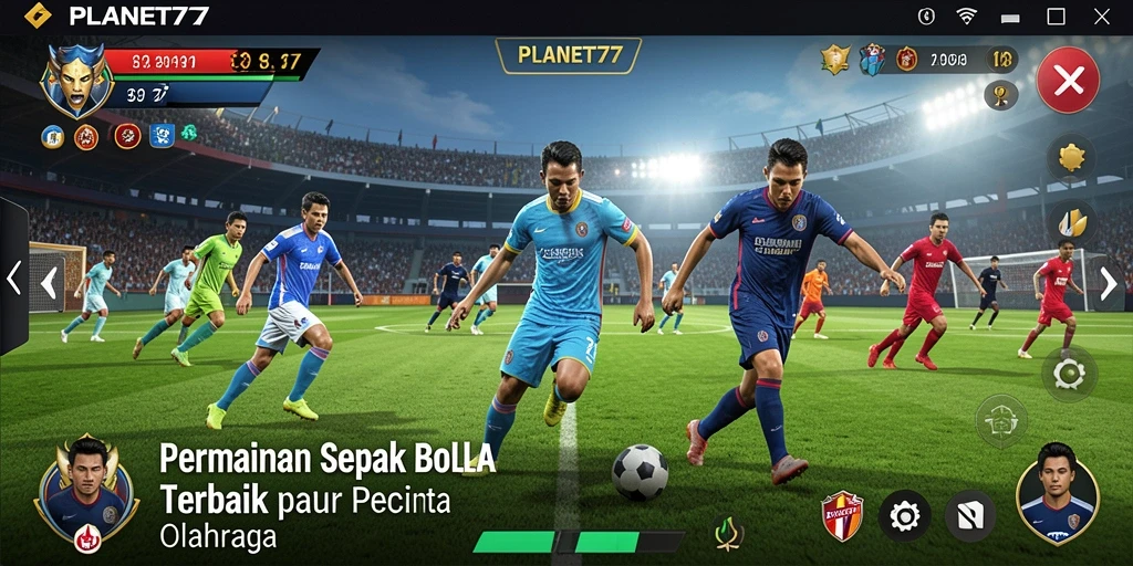 Tampilan gameplay intens dengan aksi sepak bola yang seru.