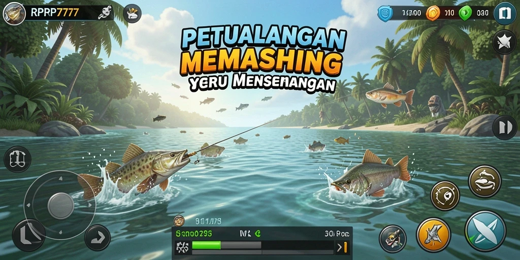 Tampilan gameplay RPRP777 yang menegangkan dengan adegan memancing yang memukau.