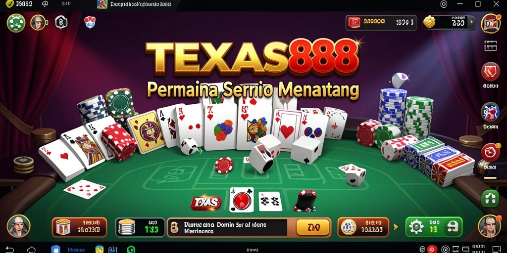 Tampilan gameplay seru TEXAS88 yang menampilkan suasana permainan domino.