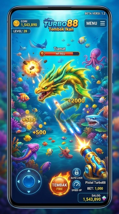 Tampilan antarmuka utama aplikasi turbo88.